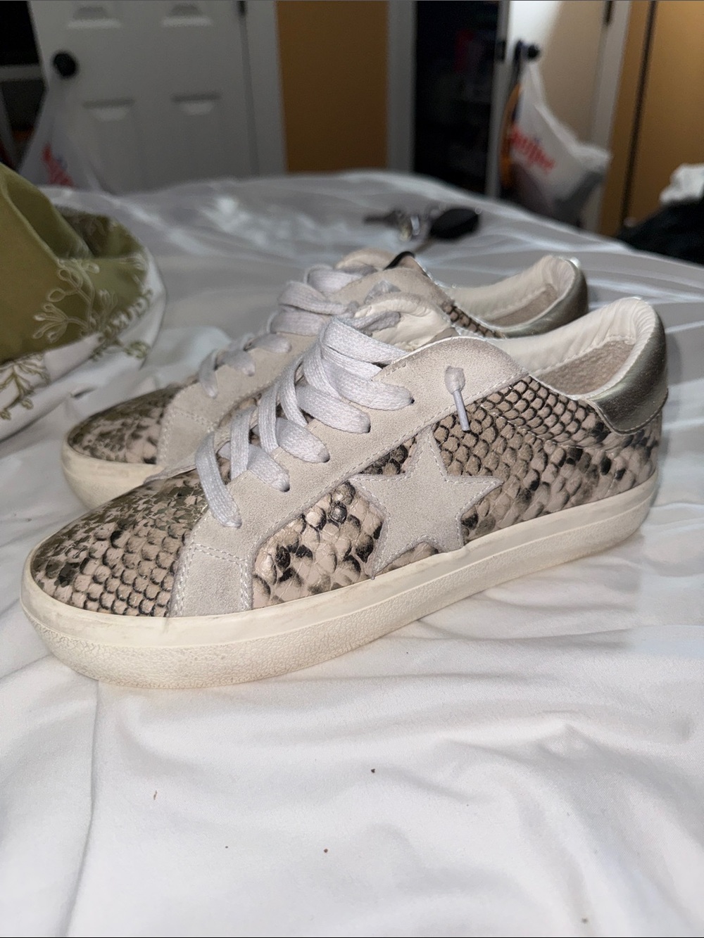 Women’s Snake-Print Slip on Star Sneakers